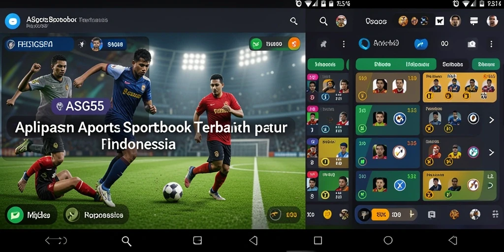 Screenshot tampilan antarmuka aplikasi ASG55 dengan berbagai pilihan taruhan olahraga.