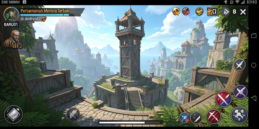 Tampilan gameplay menara pertahanan yang mendebarkan dan penuh strategi.