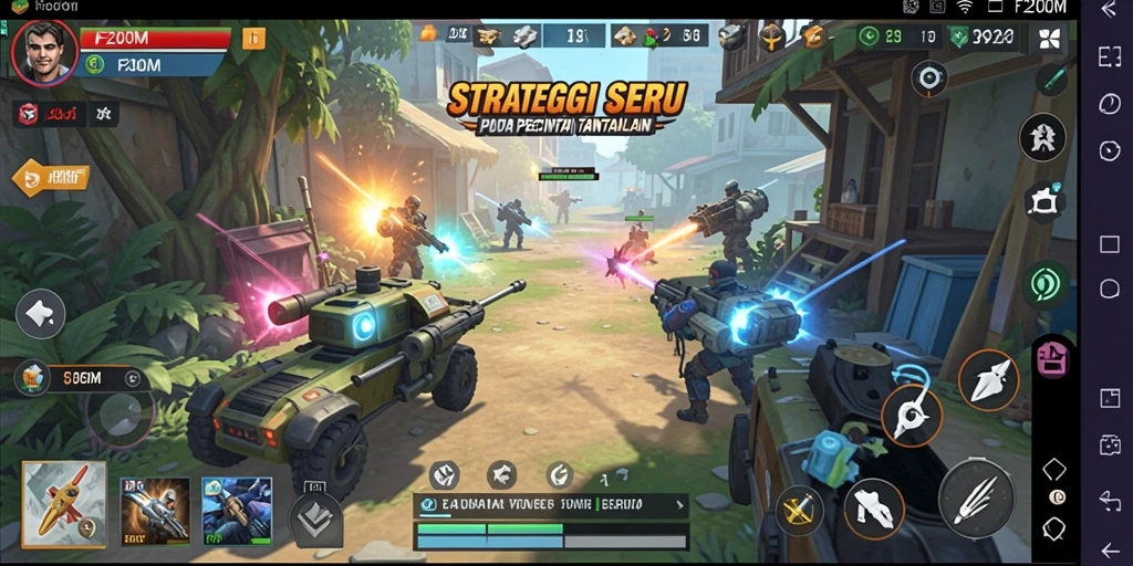 Tangkapan layar F200M menunjukkan aksi strategis dalam gameplay menegangkan.