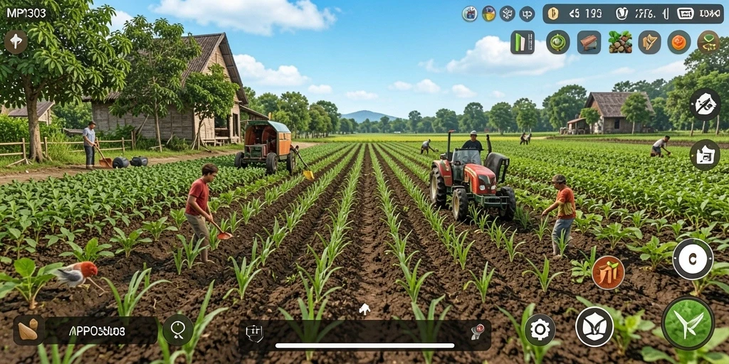 Tampilan gameplay MPO303 dengan aktivitas pertanian yang menyenangkan.