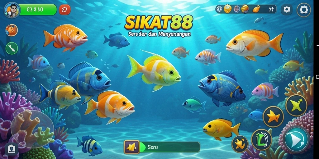 Tampilan gameplay SIKAT88 dengan aksi menembak ikan yang seru.
