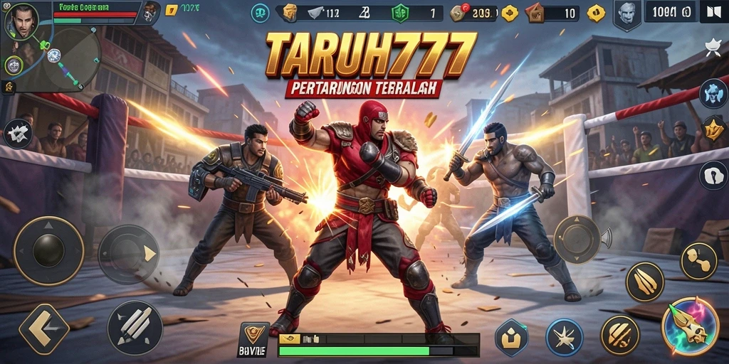 Screenshot dari gameplay menegangkan TARUH777 yang menampilkan aksi pertempuran Battle Royale.