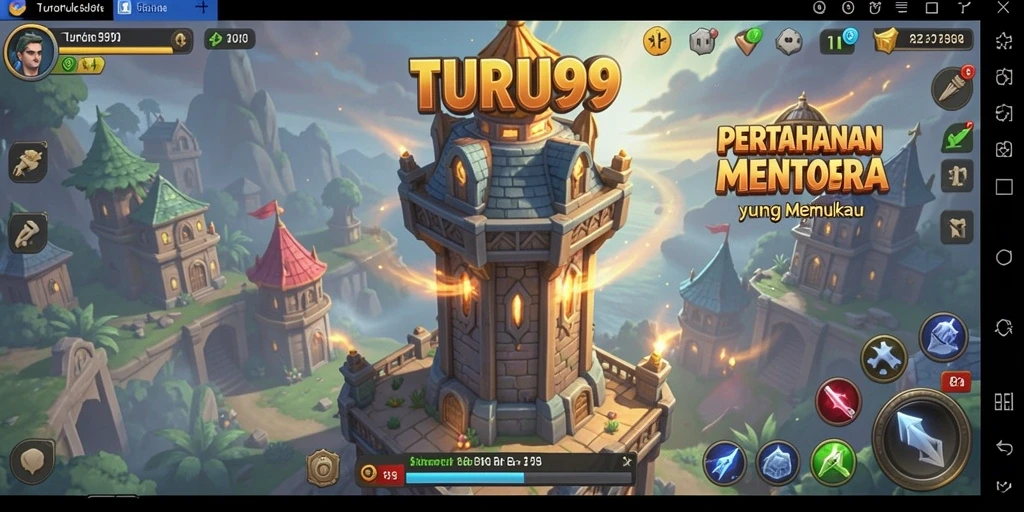 Tampilan gameplay seru dari TURU99 dengan aksi Tower Defense yang intens.